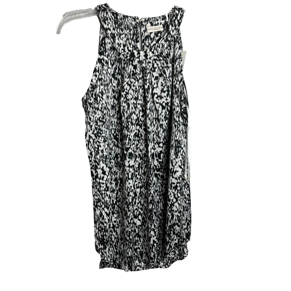 NWT Eva Mendes Sleeveless Blouse Top Halter Neck Medium Tweed In Black & White